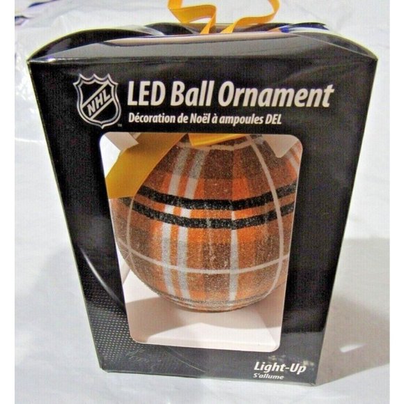 NHL Boston Bruins LED Ball Ornament Glitter Plaid by Team Sports America - Picture 4 of 6